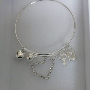 Silver multi charm wrist bracelet